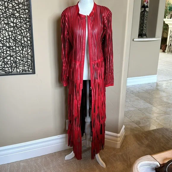 Shear leather fringe, duster jacket never worn perfect for Stage coach !! - Picture 2 of 6